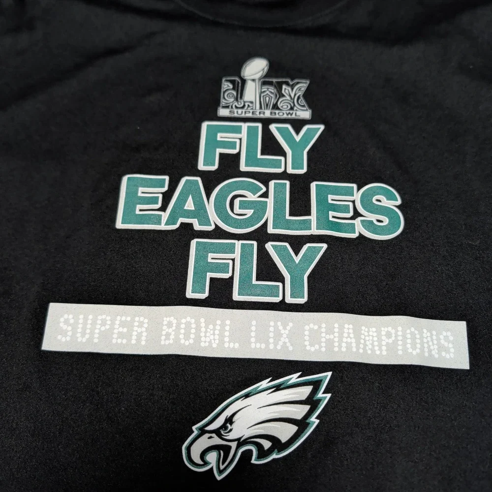 Nike Tee Philadelphia Eagles T-Shirt‎ Womens XL Black Super Bowl LIX Dri-FIT